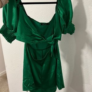 Front tie silk romper